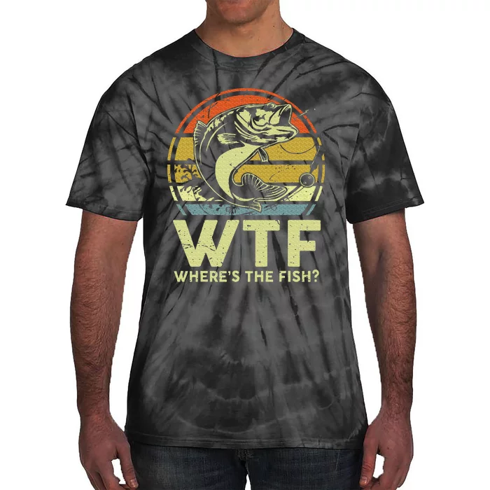 Fishingshirt Wtf Wheres The Fish Funny Bass Dad Tie-Dye T-Shirt