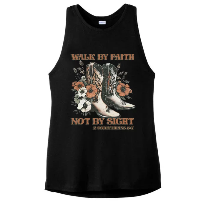 Faith We Walk By Faith Not By Sight Christian Ladies Tri-Blend Wicking Tank