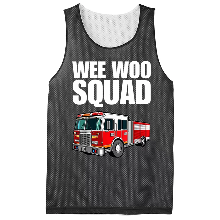 Funny Wee Woo Squad Fire Truck Design Mesh Reversible Basketball Jersey Tank