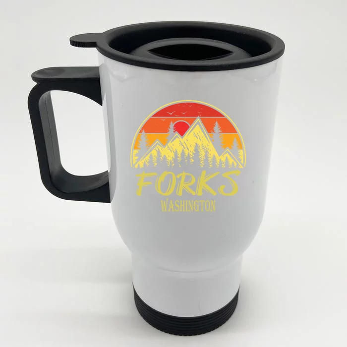 Forks Washington WA Mountains Hike Hiking Souvenir Front & Back Stainless Steel Travel Mug