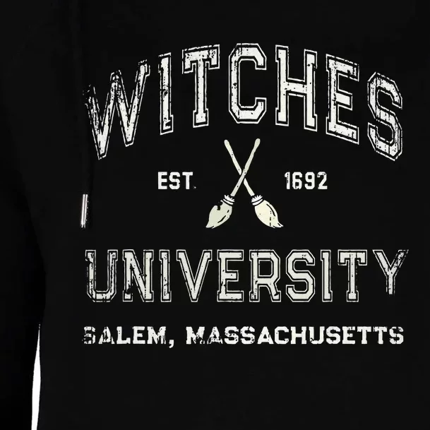 Funny Wiccan WITCHES UNIVERSITY Salem Massachusetts Witch Womens Funnel Neck Pullover Hood