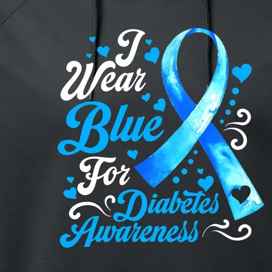 Funny We Wear Blue Ribbon Diabetes Awareness Gift Performance Fleece Hoodie