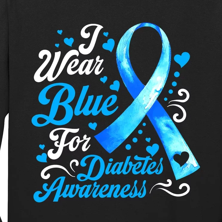 Funny We Wear Blue Ribbon Diabetes Awareness Gift Long Sleeve Shirt