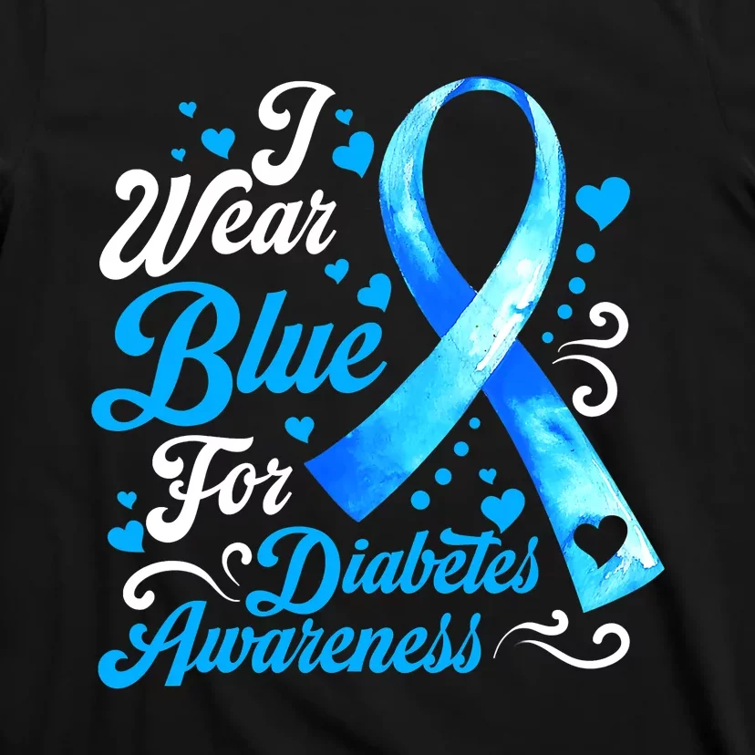 Funny We Wear Blue Ribbon Diabetes Awareness Gift T-Shirt