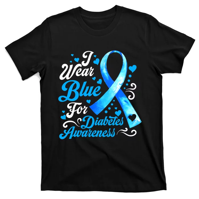 Funny We Wear Blue Ribbon Diabetes Awareness Gift T-Shirt