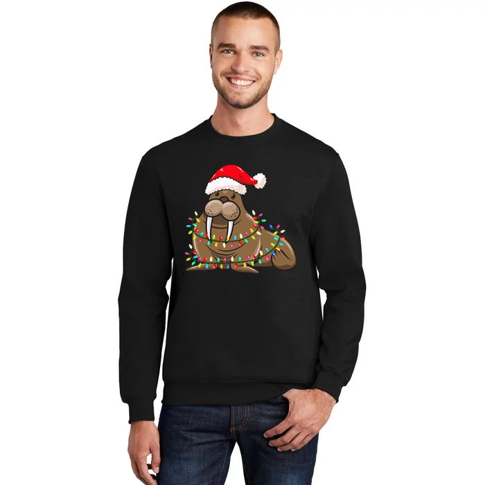 Festive Walrus with Christmas Lights Hat Perfect for Walrus Enthusiasts Sweatshirt