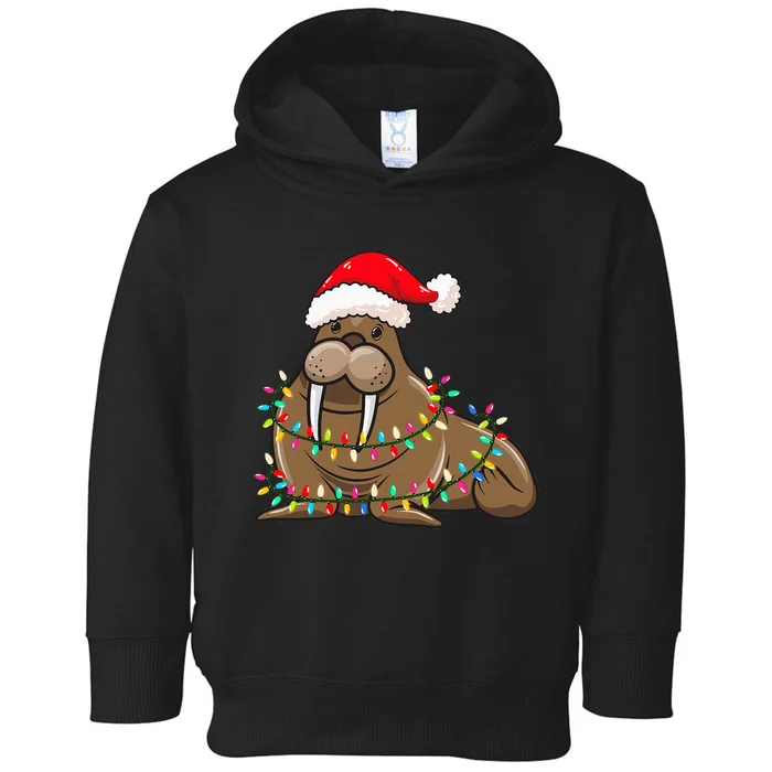 Festive Walrus with Christmas Lights Hat Perfect for Walrus Enthusiasts Toddler Hoodie