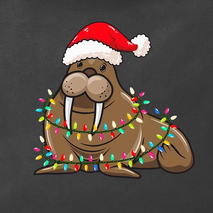 Festive Walrus with Christmas Lights Hat Perfect for Walrus Enthusiasts Zip Tote Bag