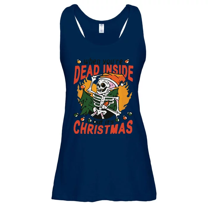 Funny When Your Dead Inside Christmas Dead Inside Skeleton Christmas Ladies Essential Flowy Tank