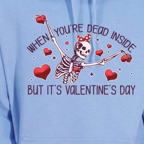 Funny When You're Dead Inside But It's Valentine's Day Heart Skeleton Unisex Surf Hoodie