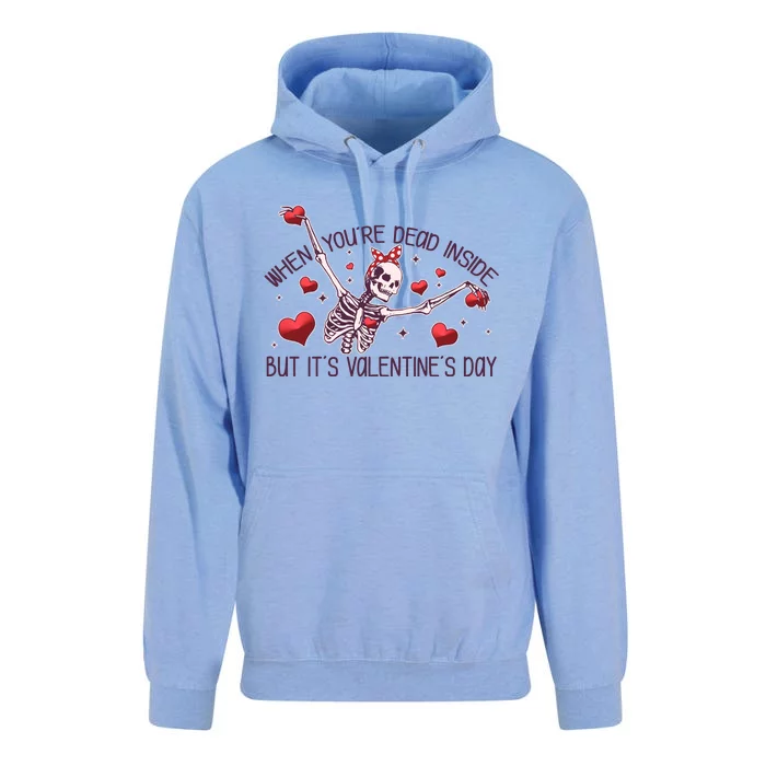 Funny When You're Dead Inside But It's Valentine's Day Heart Skeleton Unisex Surf Hoodie