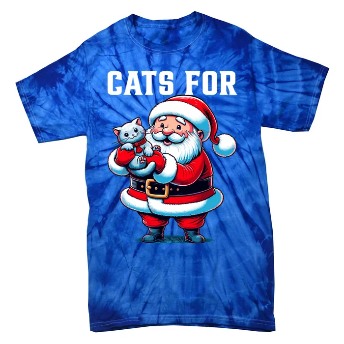 Funny Xmas Cats For Everybody Christmas Cat Santa Gift Tie-Dye T-Shirt