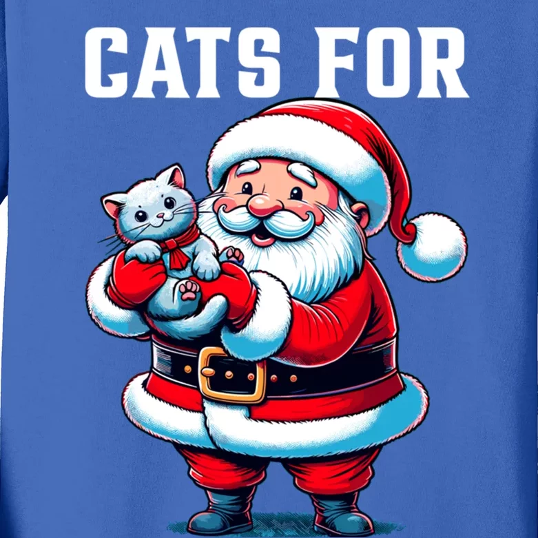 Funny Xmas Cats For Everybody Christmas Cat Santa Gift Kids Long Sleeve Shirt