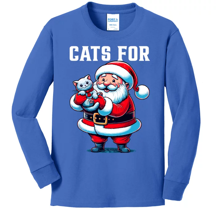 Funny Xmas Cats For Everybody Christmas Cat Santa Gift Kids Long Sleeve Shirt