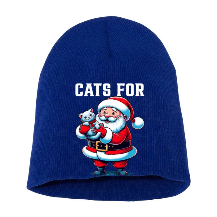 Funny Xmas Cats For Everybody Christmas Cat Santa Gift Short Acrylic Beanie