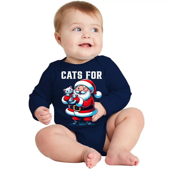 Funny Xmas Cats For Everybody Christmas Cat Santa Gift Baby Long Sleeve Bodysuit