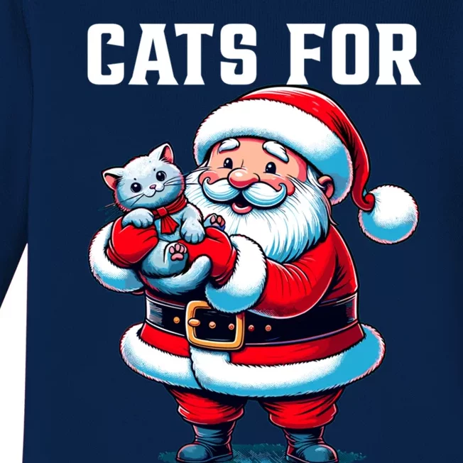 Funny Xmas Cats For Everybody Christmas Cat Santa Gift Baby Long Sleeve Bodysuit