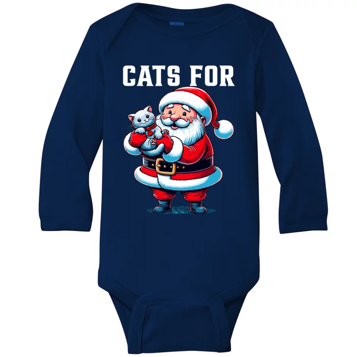 Funny Xmas Cats For Everybody Christmas Cat Santa Gift Baby Long Sleeve Bodysuit