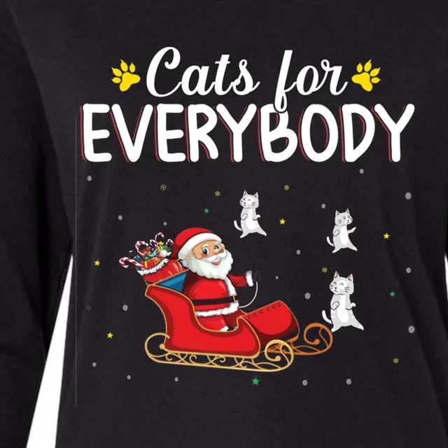 Funny Xmas Cats For Everybody Christmas Cat Gift Womens Cotton Relaxed Long Sleeve T-Shirt