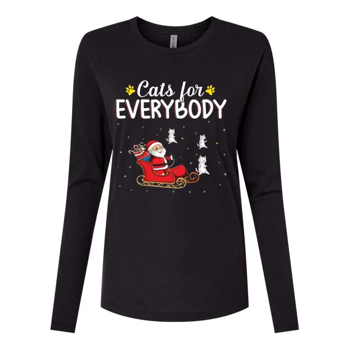 Funny Xmas Cats For Everybody Christmas Cat Gift Womens Cotton Relaxed Long Sleeve T-Shirt