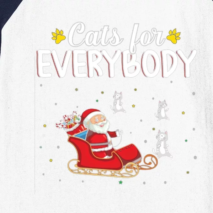 Funny Xmas Cats For Everybody Christmas Cat Gift Baseball Sleeve Shirt