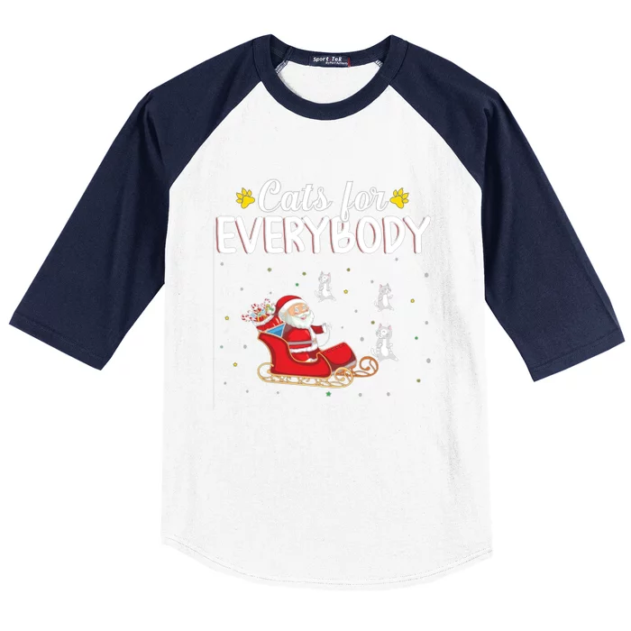 Funny Xmas Cats For Everybody Christmas Cat Gift Baseball Sleeve Shirt