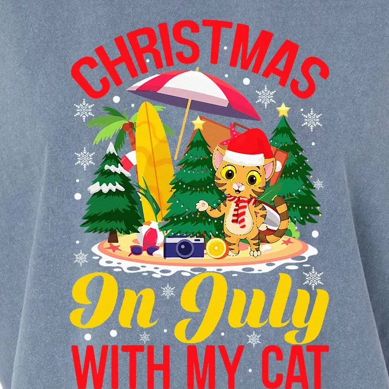 Funny Xmas Cat Owner Christmas In July Garment-Dyed Women's Muscle Tee