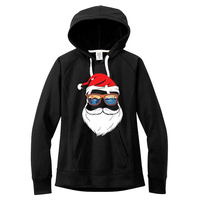 Funny XMAS Christmas in July Summer Santa Women's Fleece Hoodie