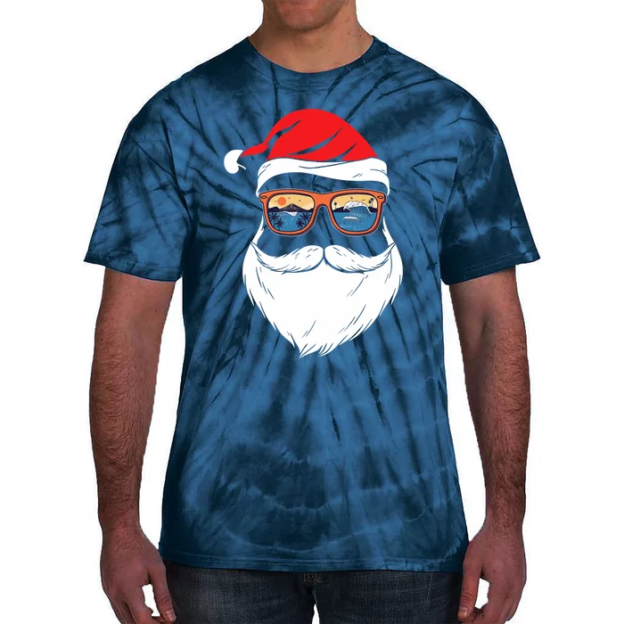 Funny XMAS Christmas in July Summer Santa Tie-Dye T-Shirt