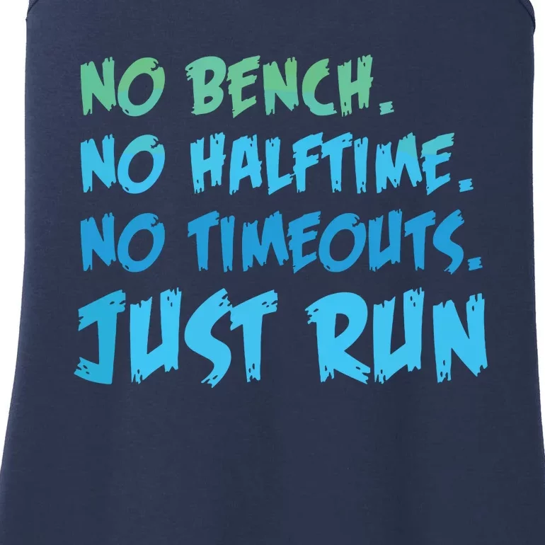 Funny XC Cross Country Running Gift No Bench No Halftime Short Sleeve Ladies Essential Tank