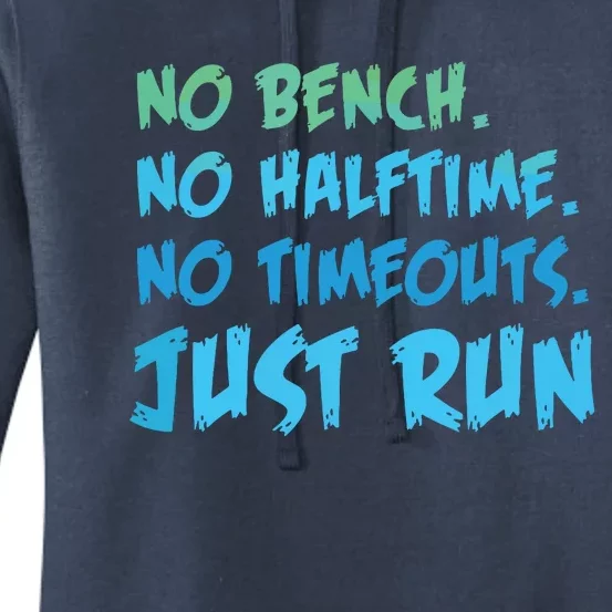 Funny XC Cross Country Running Gift No Bench No Halftime Short Sleeve Women's Pullover Hoodie