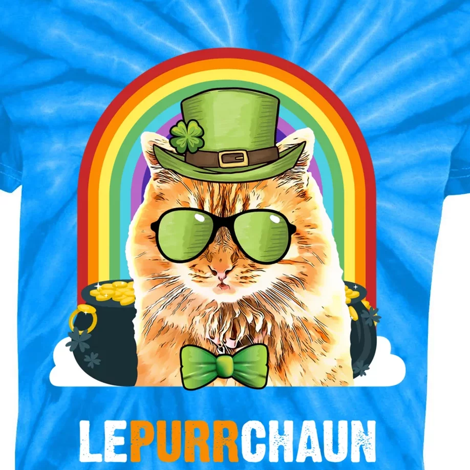 Funny X Cat Lepurrchaun St Patricks Day Gift Kids Tie-Dye T-Shirt