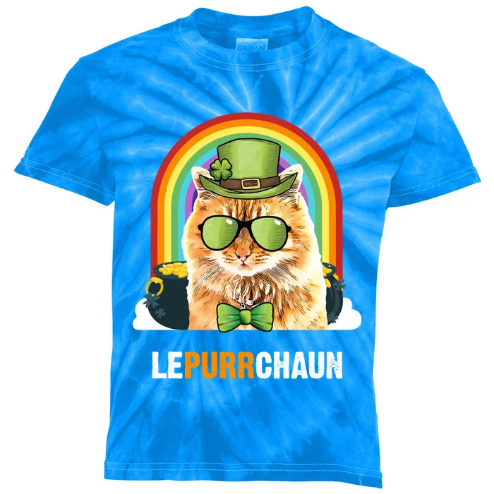 Funny X Cat Lepurrchaun St Patricks Day Gift Kids Tie-Dye T-Shirt