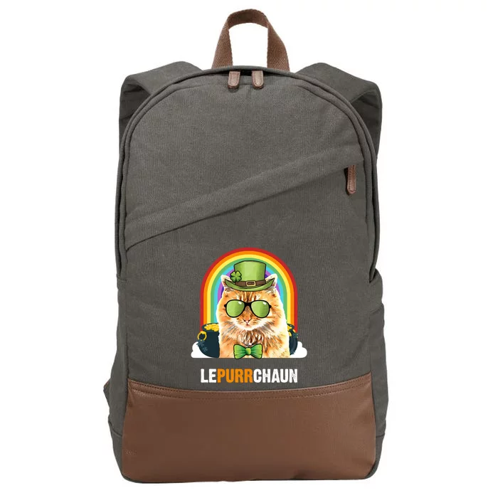 Funny X Cat Lepurrchaun St Patricks Day Gift Cotton Canvas Backpack