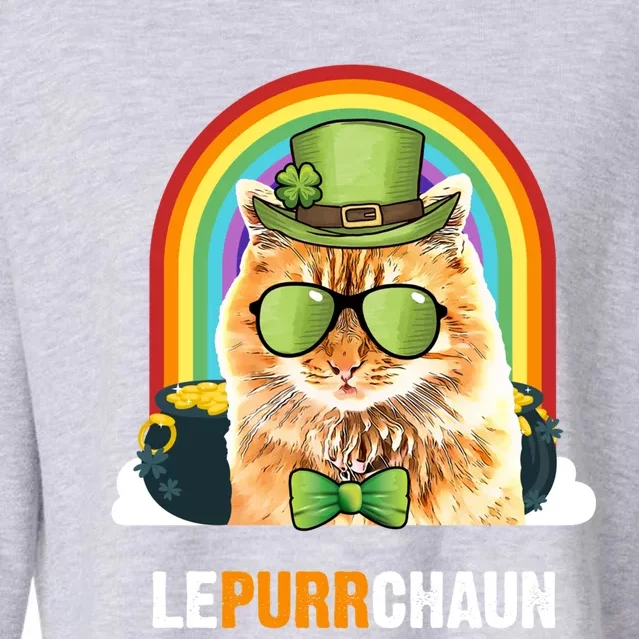 Funny X Cat Lepurrchaun St Patricks Day Gift Cropped Pullover Crew