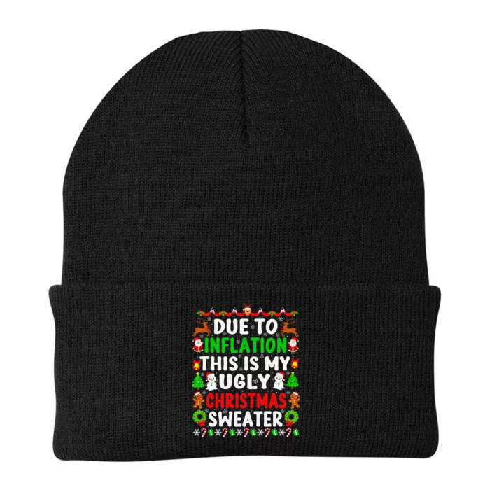 Funny Xmas Family Due To Inflation Ugly Christmas Sweaters Knit Cap Winter Beanie