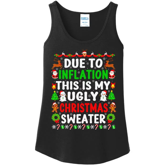 Funny Xmas Family Due To Inflation Ugly Christmas Sweaters Ladies Essential Tank