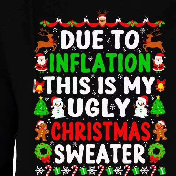 Funny Xmas Family Due To Inflation Ugly Christmas Sweaters Womens Funnel Neck Pullover Hood