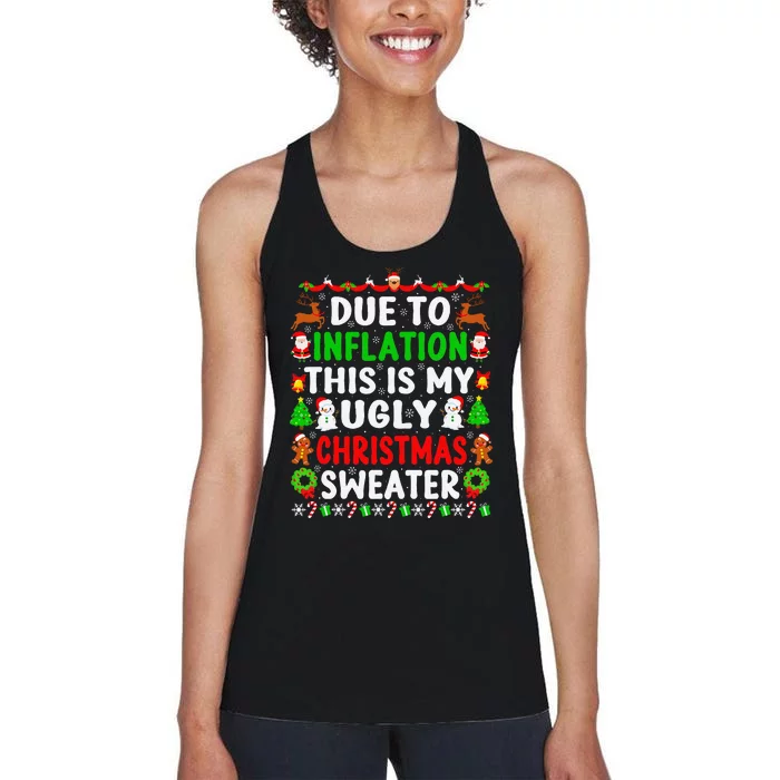 Funny Xmas Family Due To Inflation Ugly Christmas Sweaters Women's Racerback Tank