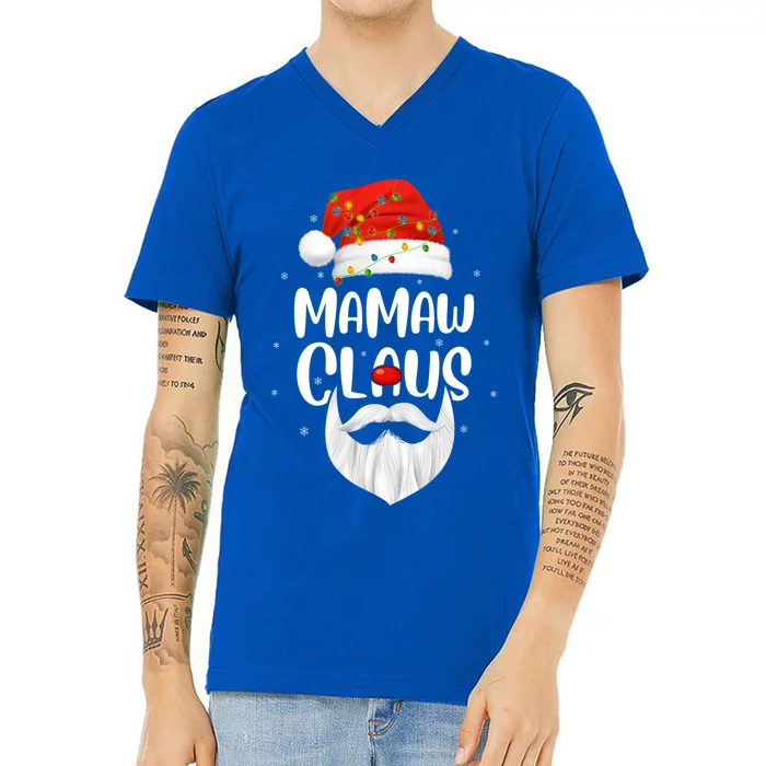 Funny Xmas Family Matching Mamaw Claus Santa Christmas Cute Gift V-Neck T-Shirt