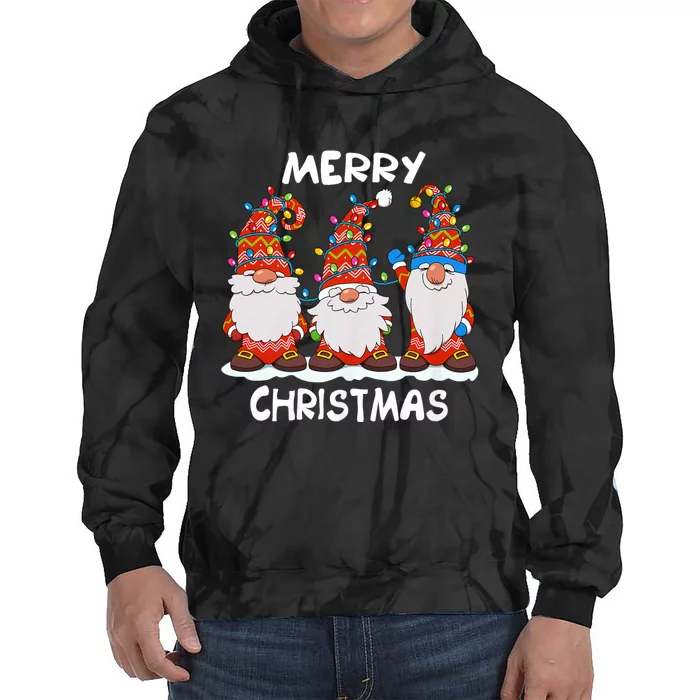 Funny Xmas Gnomes Merry Christmas Family Tie Dye Hoodie