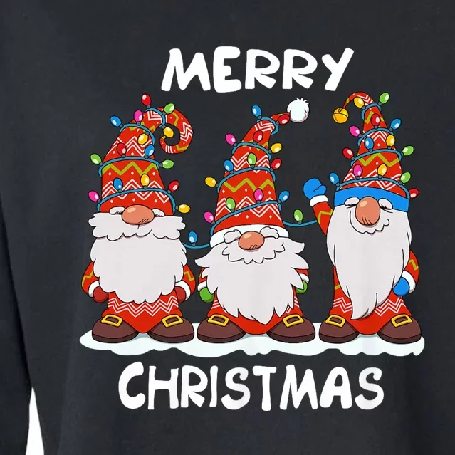 Funny Xmas Gnomes Merry Christmas Family Cropped Pullover Crew