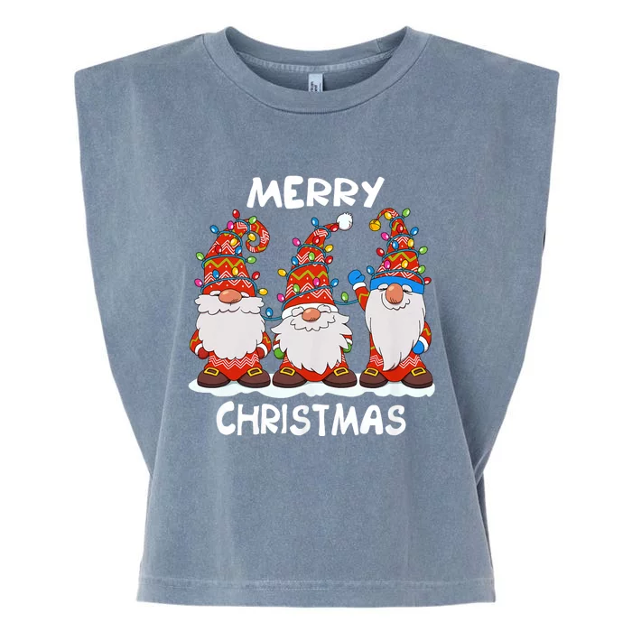 Funny Xmas Gnomes Merry Christmas Family Garment-Dyed Women's Muscle Tee