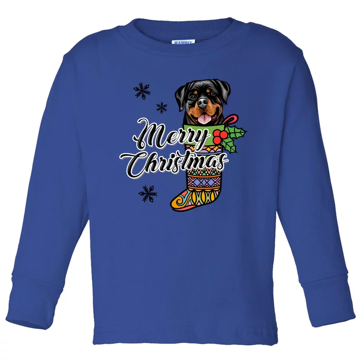 Funny Xmas Gift For Dog Lover Merry Christmas Rottweiler Gift Toddler Long Sleeve Shirt