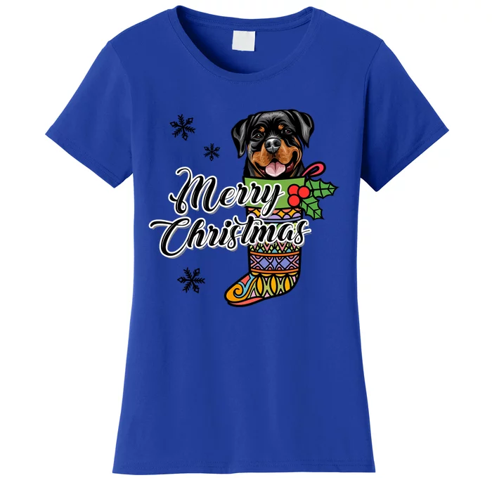 Funny Xmas Gift For Dog Lover Merry Christmas Rottweiler Gift Women's T-Shirt