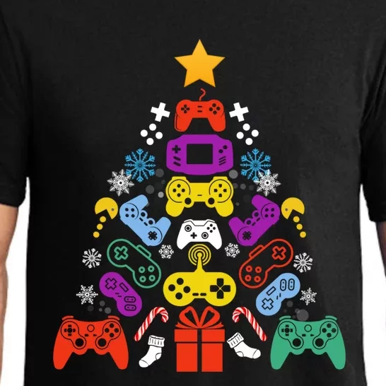 Funny Xmas Gamer Games Controllers Christmas Tree Boys Cool Gift Pajama Set