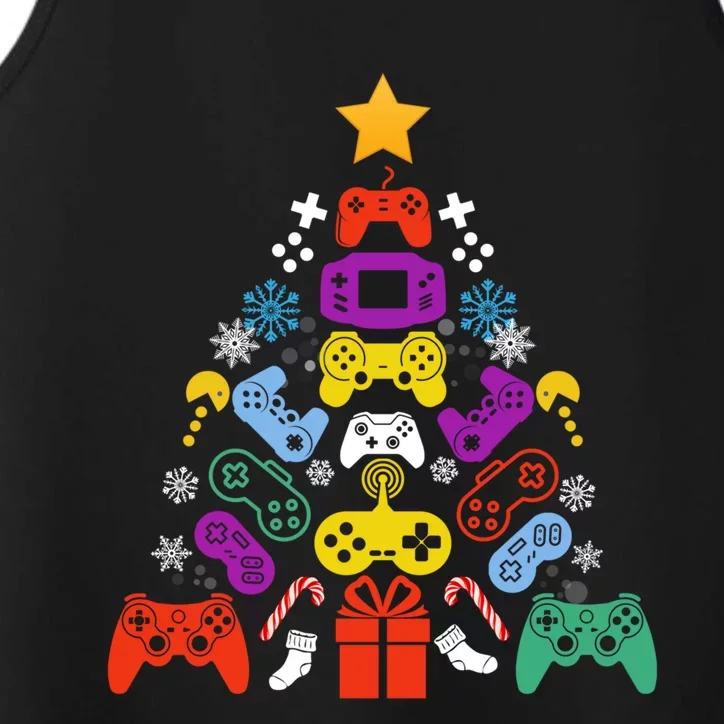 Funny Xmas Gamer Games Controllers Christmas Tree Boys Cool Gift Performance Tank