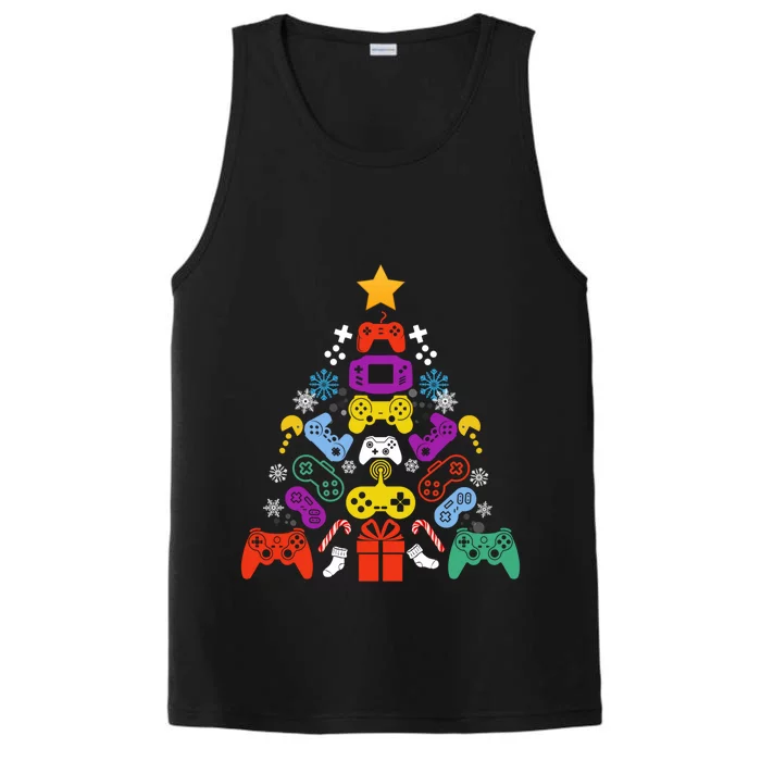 Funny Xmas Gamer Games Controllers Christmas Tree Boys Cool Gift Performance Tank