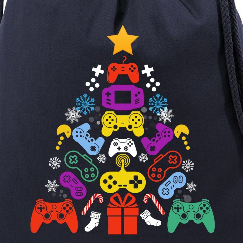 Funny Xmas Gamer Games Controllers Christmas Tree Boys Cool Gift Drawstring Bag