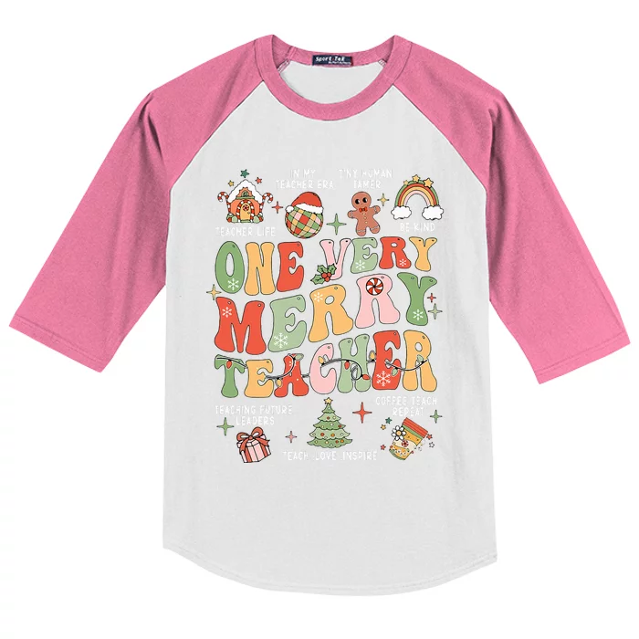 Funny Xmas Holiday Very Merry Teacher Kids Colorblock Raglan Jersey